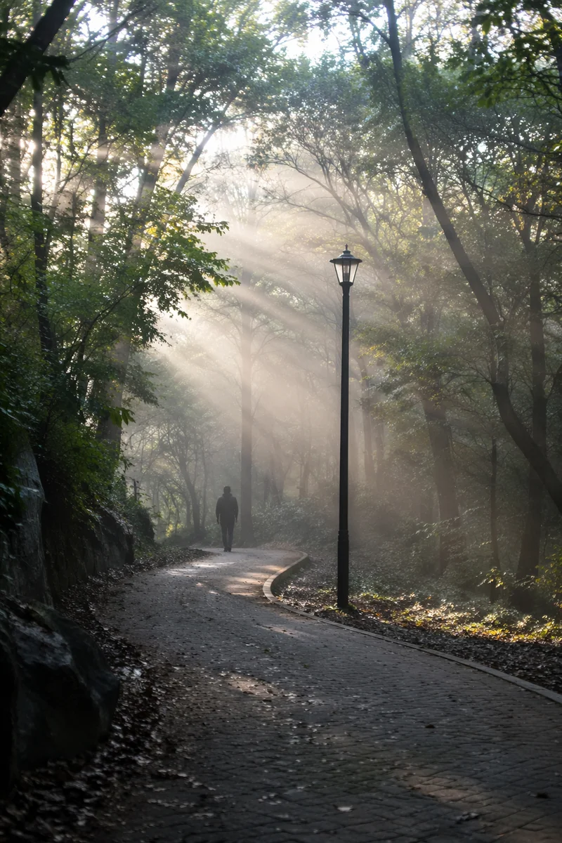 Early Morning Prayer Walk in Korean Woodland