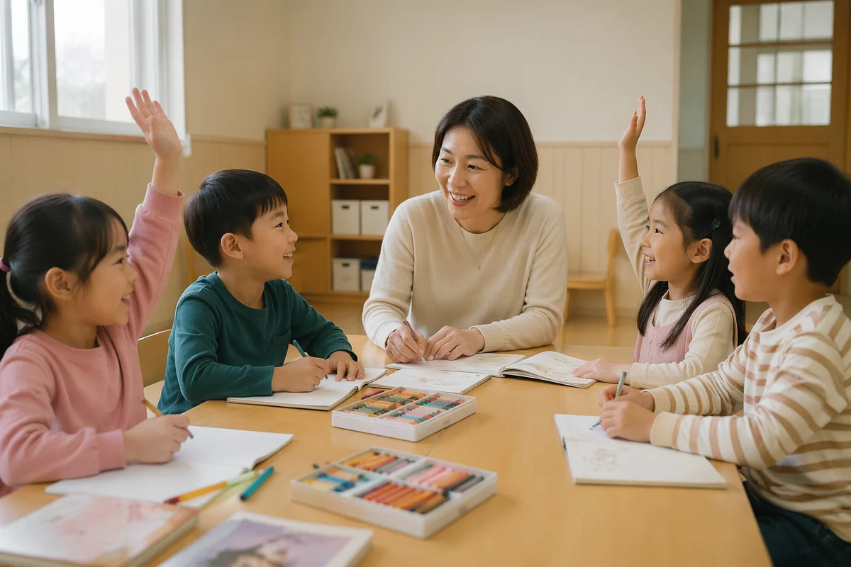 Korean Teacher and Children Craft Lesson
