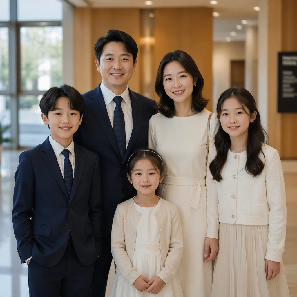 Korean Family Portrait in Church Lobby