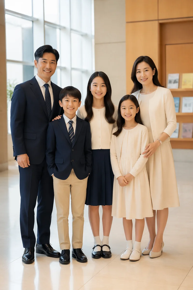 Korean Family Portrait in Church Lobby