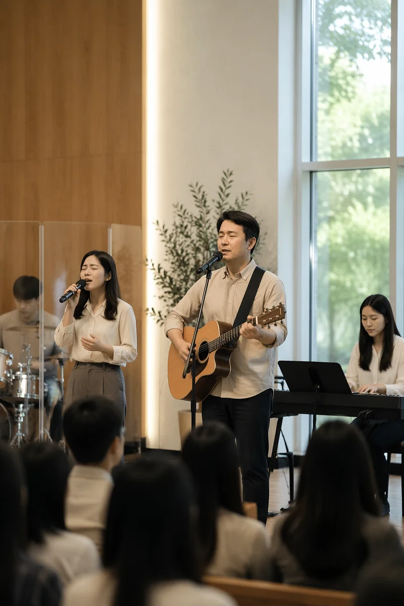 Korean Praise Team in Modern Sanctuary