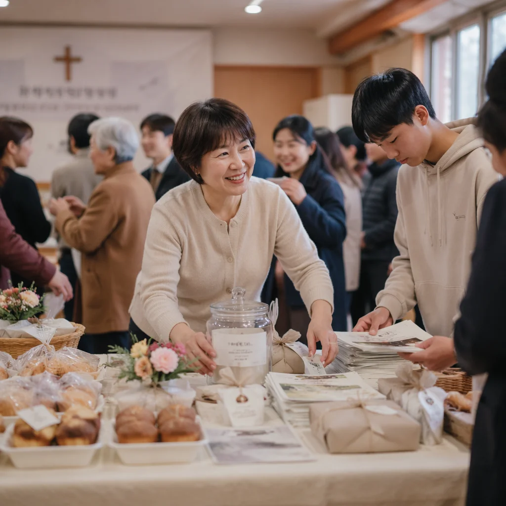 Korean Church Mission Fundraiser Table Scene