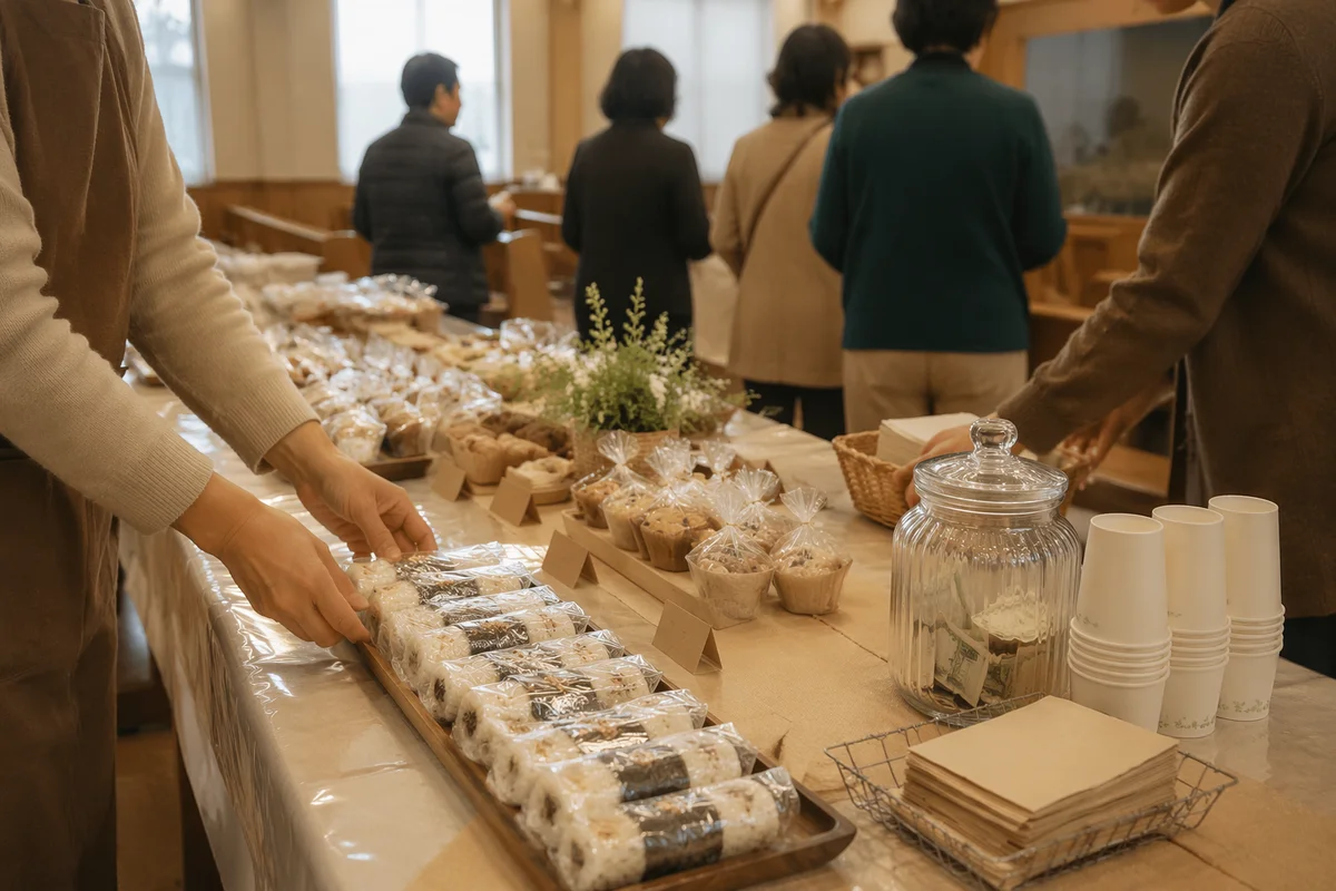 Mission Fundraiser Table in Korean Church Hall