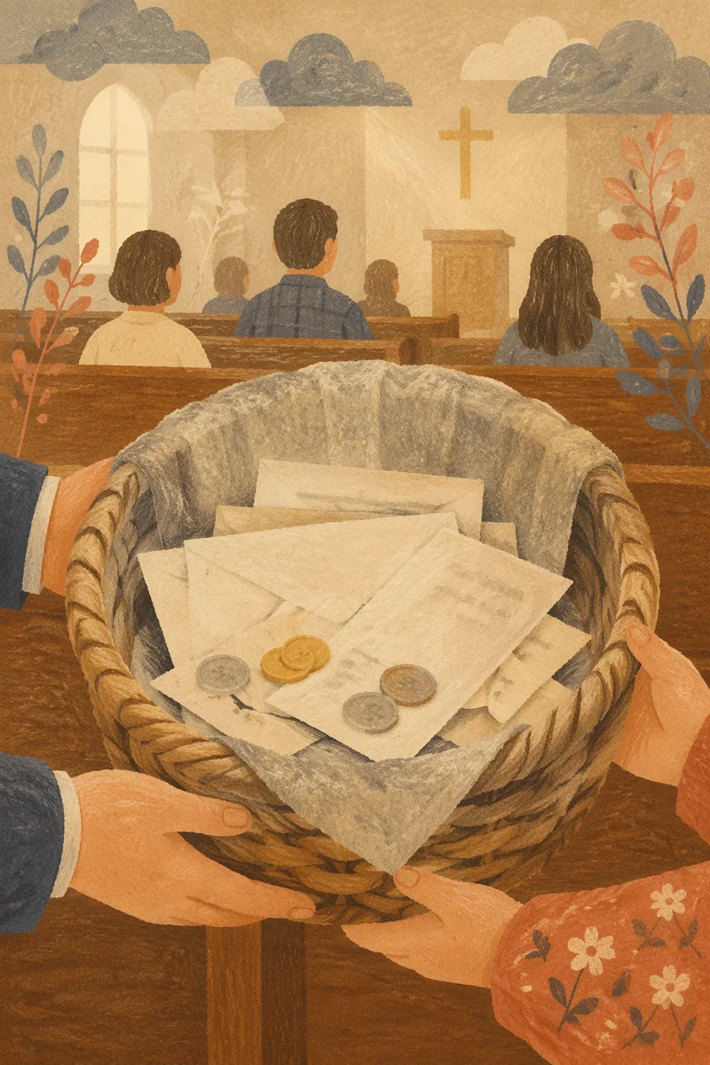 Korean Church Offering Basket During Service