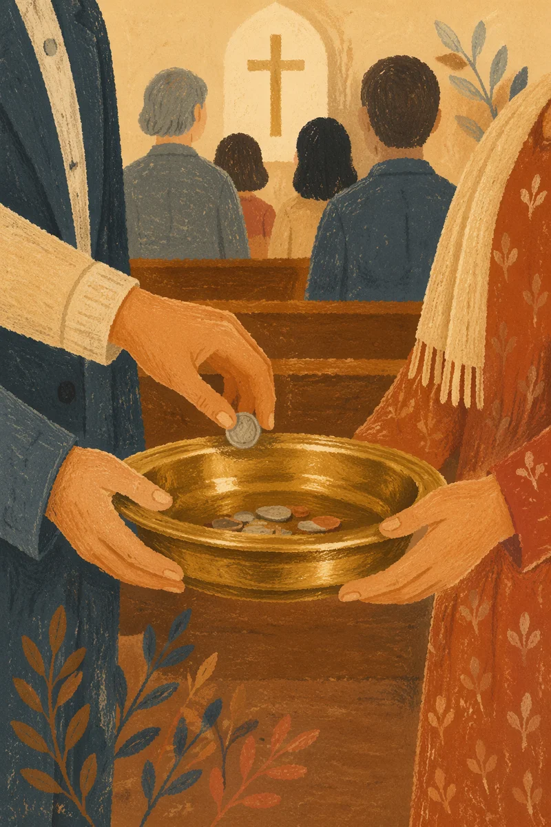 Korean Church Offering Plate During Service