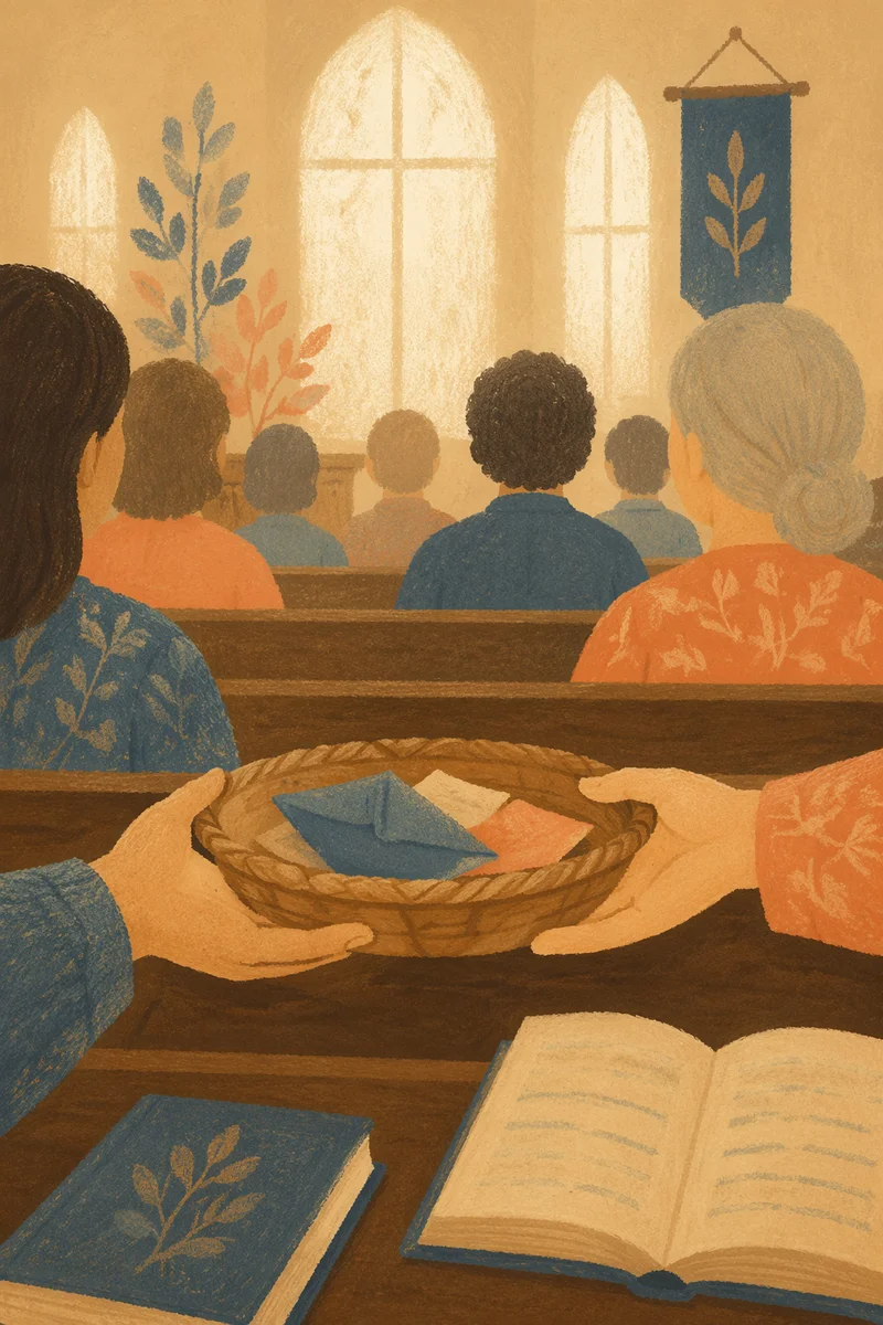 Offering Basket Passed During Korean Church Service