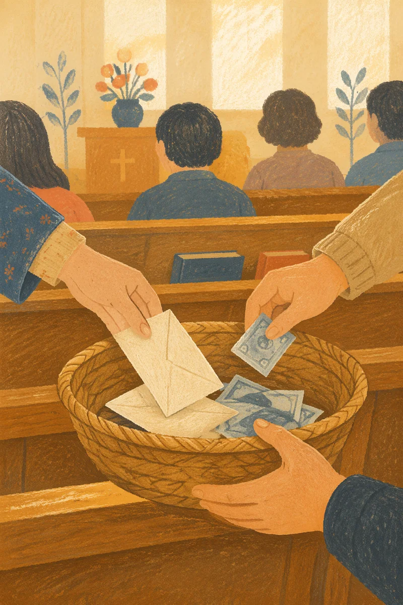 Offering Basket Passed in Korean Church Service