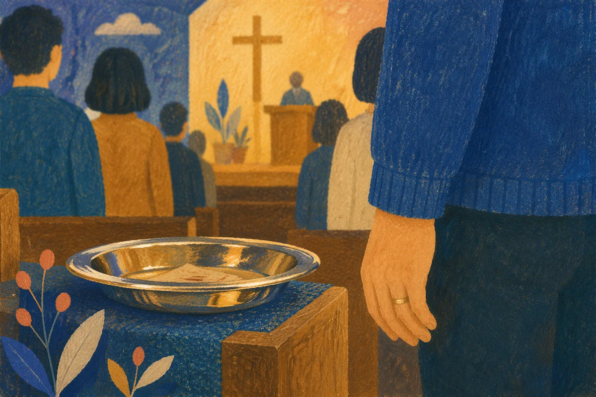 Offering Plate in Korean Church Aisle