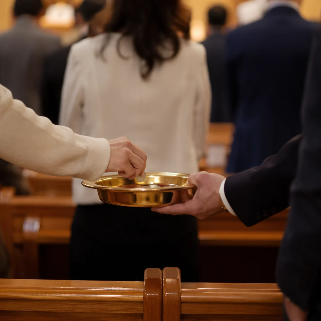 Offering Plate During Korean Church Service