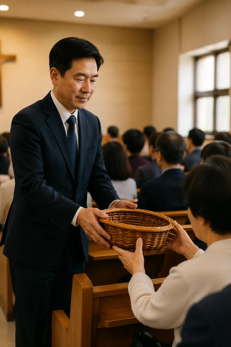 Usher Passing Offering Basket in Church