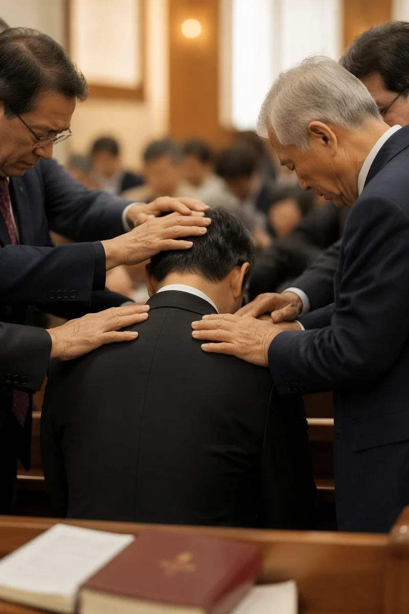 Korean Church Ordination Prayer Laying Hands