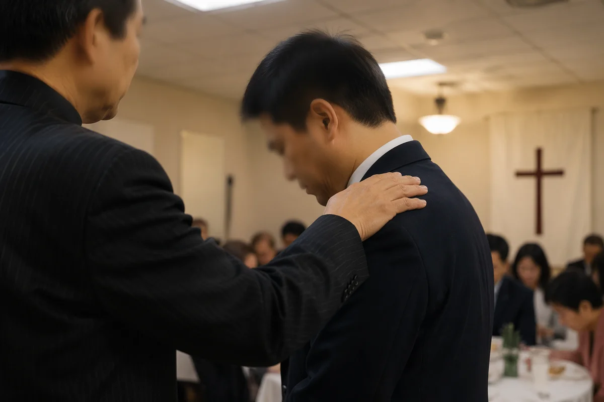 Korean Church Ordination Laying Hands Blessing