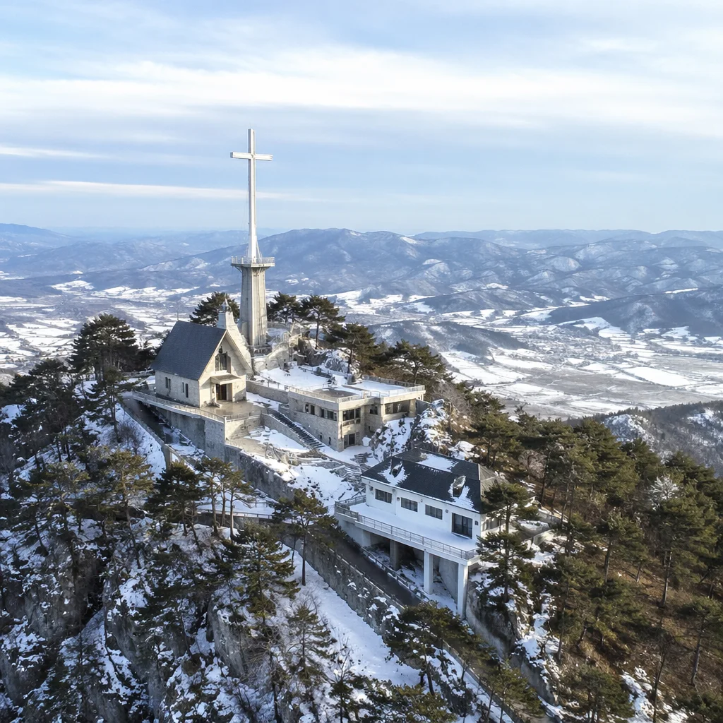 Korean Mountain Prayer Retreat with Hilltop Cross