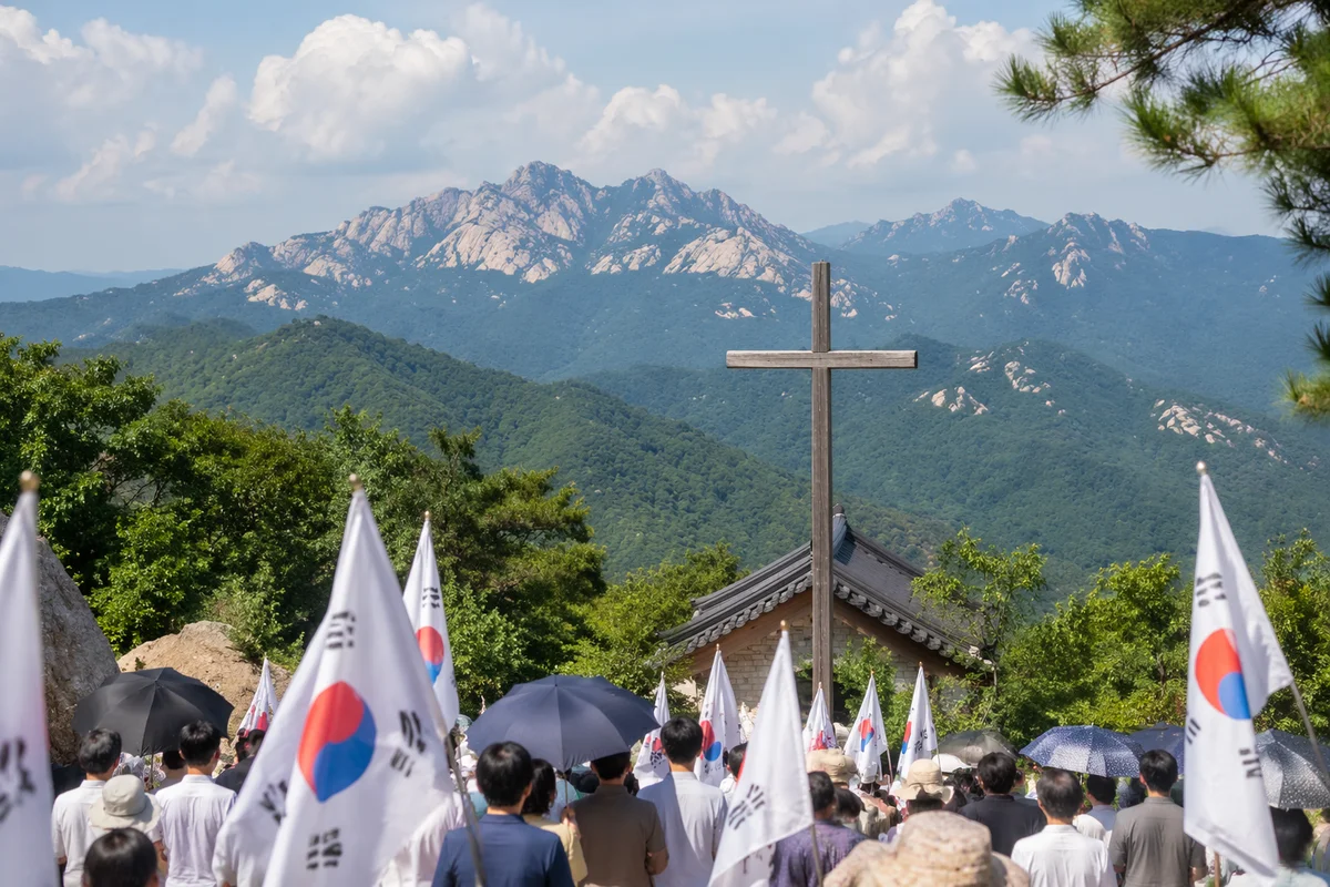 Korean Prayer Mountain Hilltop Cross Gathering