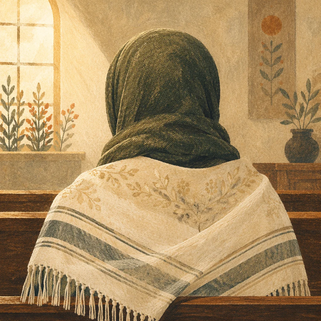 Prayer Shawl in Quiet Korean Church