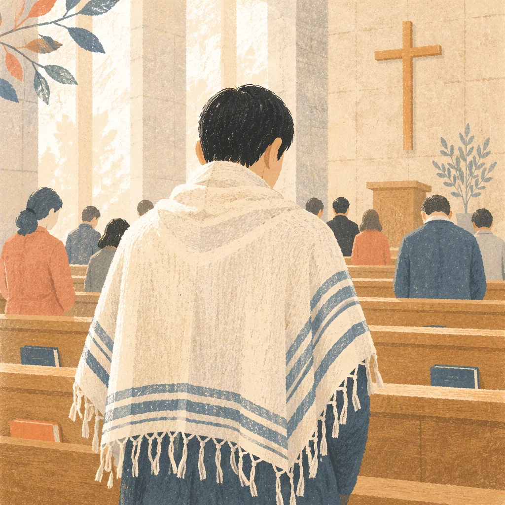 Prayer Shawl in Korean Church Sanctuary
