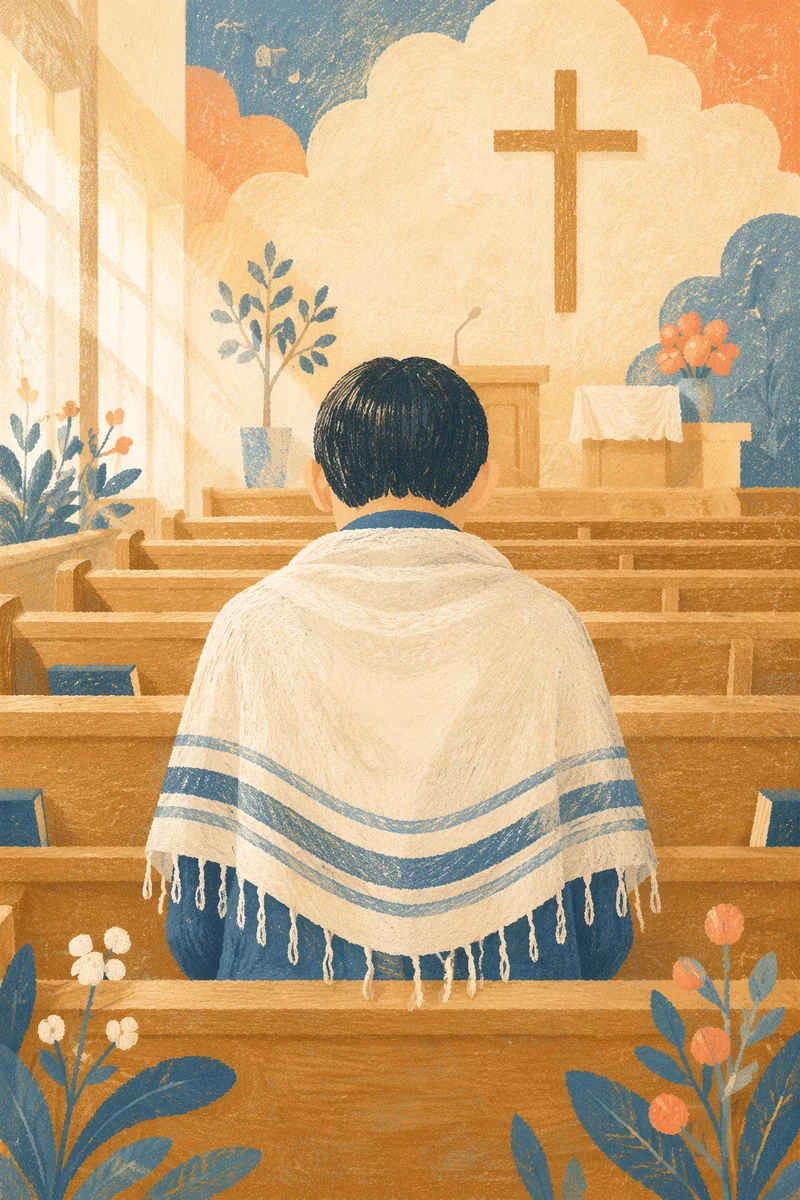Prayer Shawl in Korean Church Sanctuary