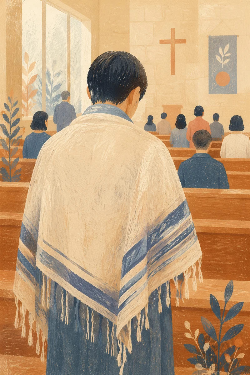 Prayer Shawl in Korean Church Sanctuary