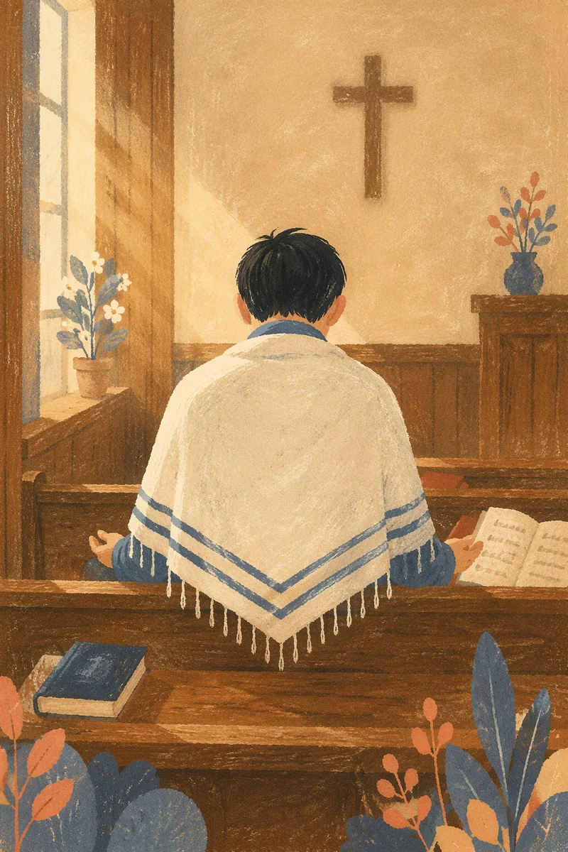 Worshipper in Wooden Prayer Room