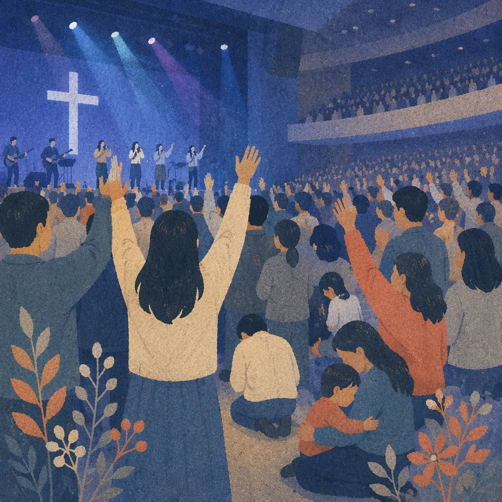 Fervent Prayer at Korean Revival Meeting