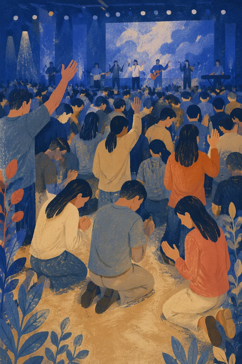 Fervent Revival Prayer in Korean Church