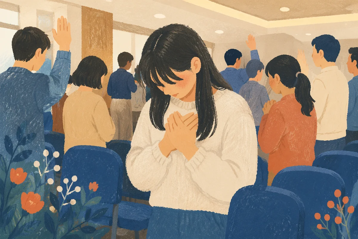 Fervent Prayer Gathering in Korean Church Hall