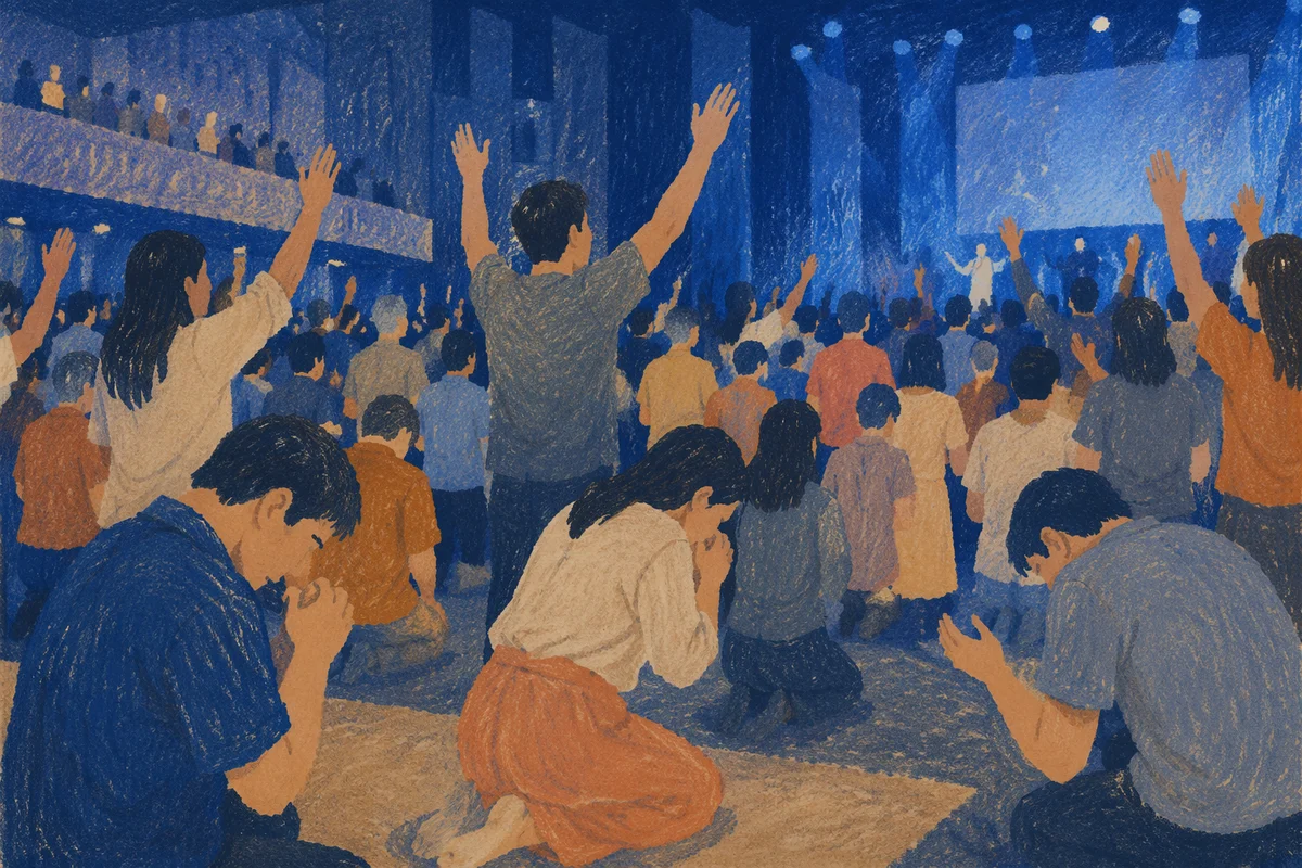 Fervent Revival Prayer in Korean Church