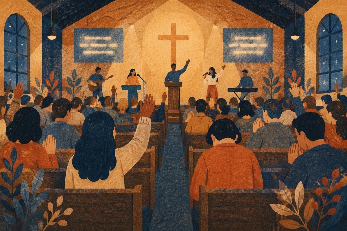 Fervent Prayer at Korean Revival Service