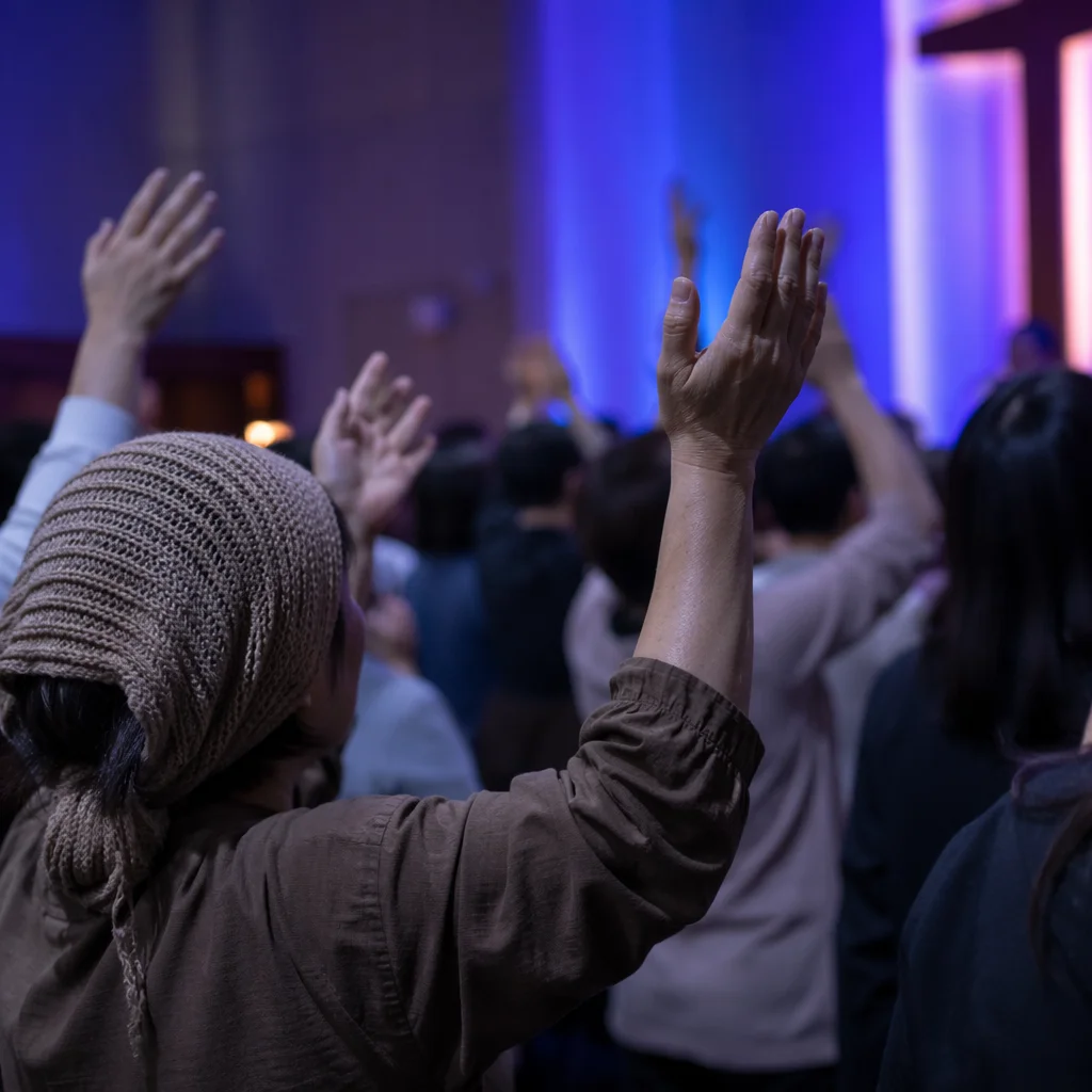 Fervent Prayer at Korean Revival Meeting