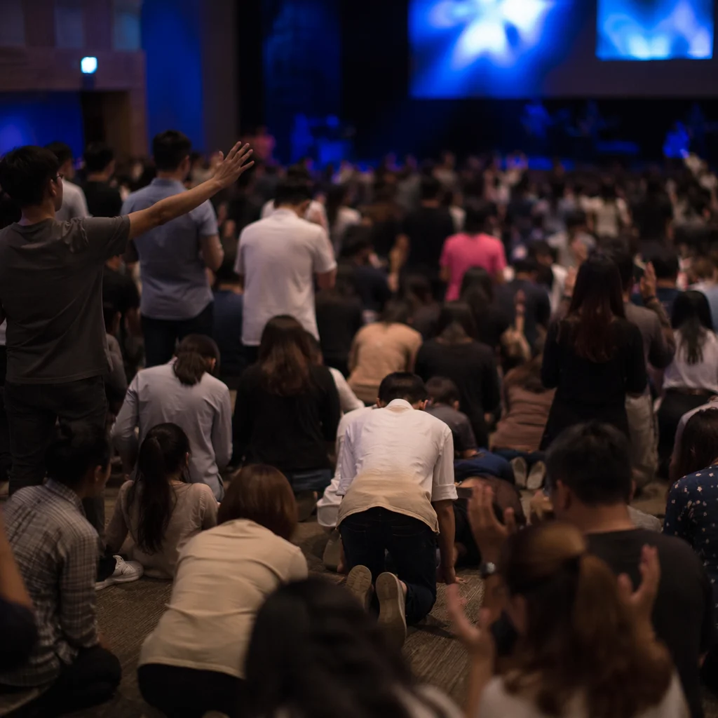 Fervent Revival Prayer in Korean Church