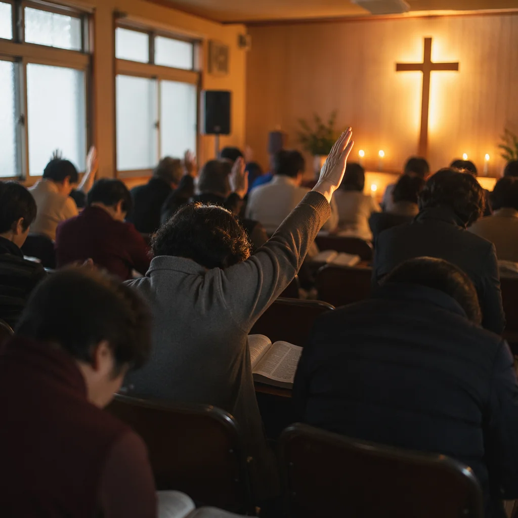 Fervent Prayer at Korean Revival Meeting