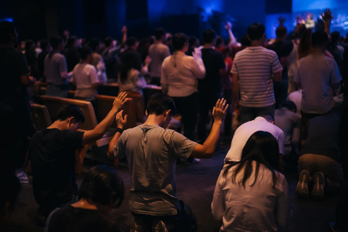 Fervent Revival Prayer in Korean Church