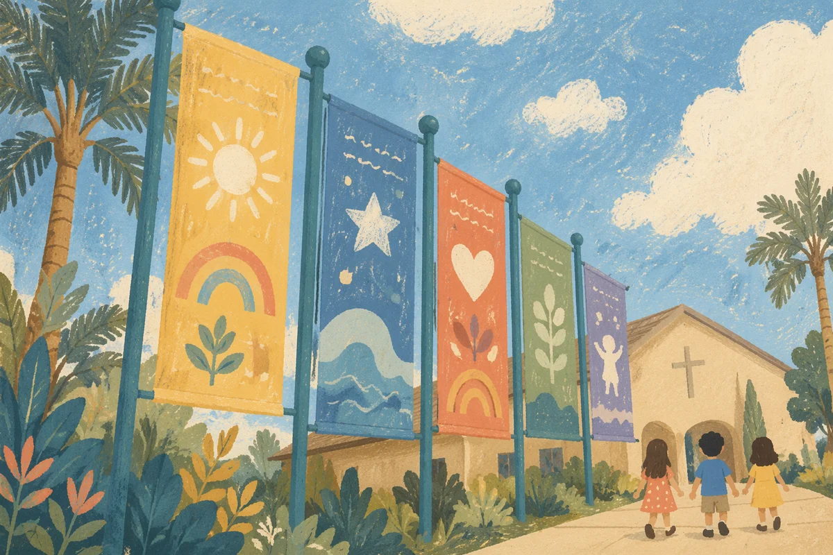 Colorful Vacation Bible School Church Banners