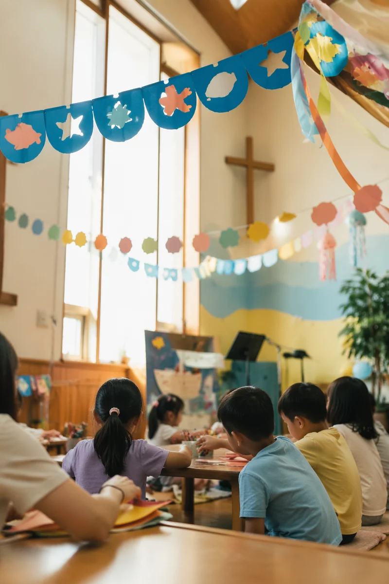 Colorful Vacation Bible School Church Hall