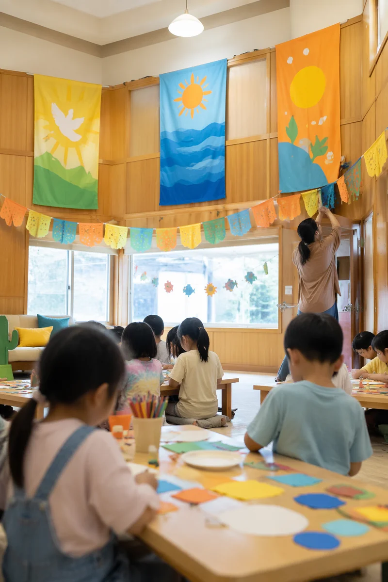 Vacation Bible School Banners in Korean Church