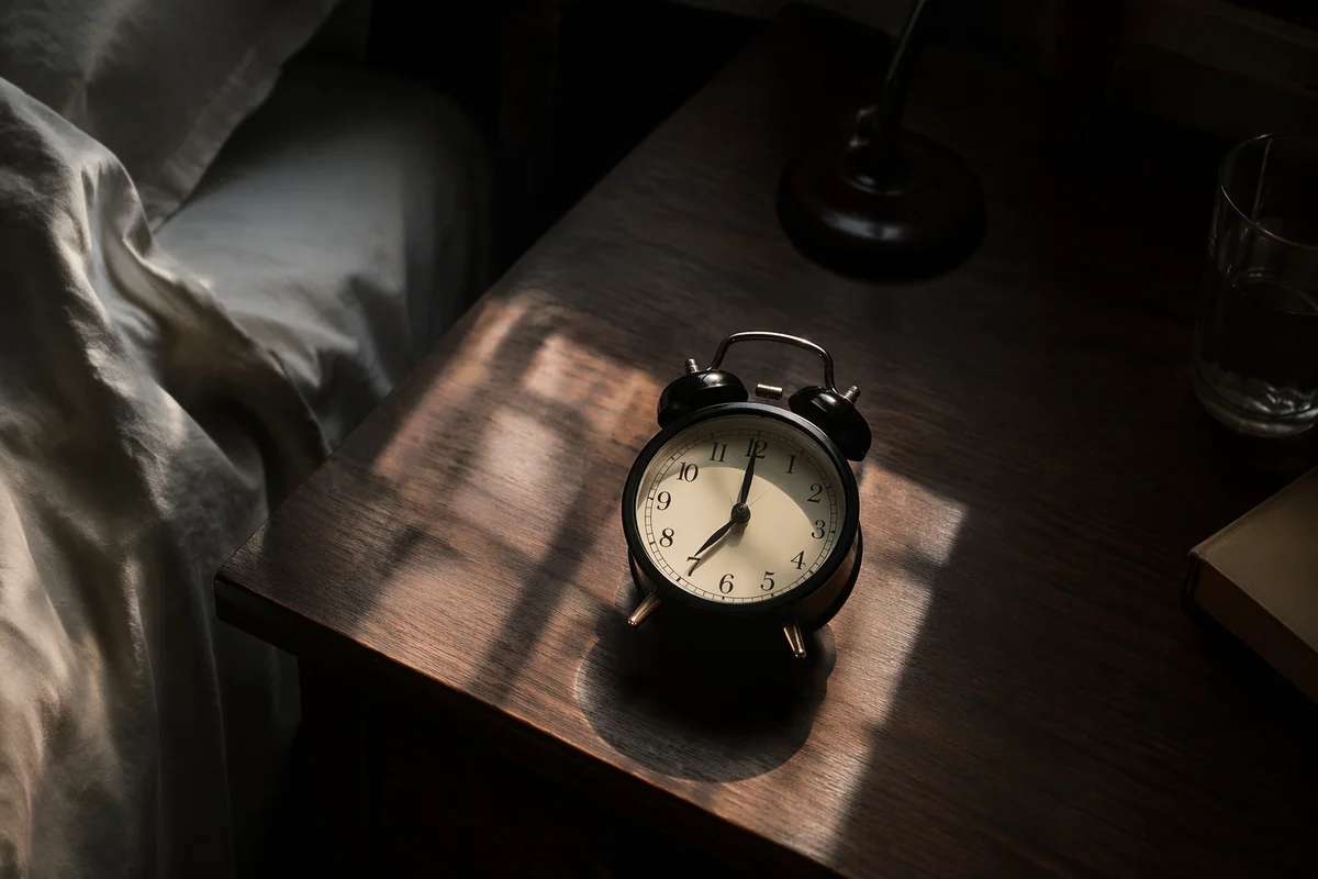 Black Alarm Clock in Morning Light