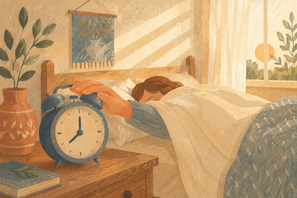 Quiet Morning Alarm Clock in Cozy Bedroom