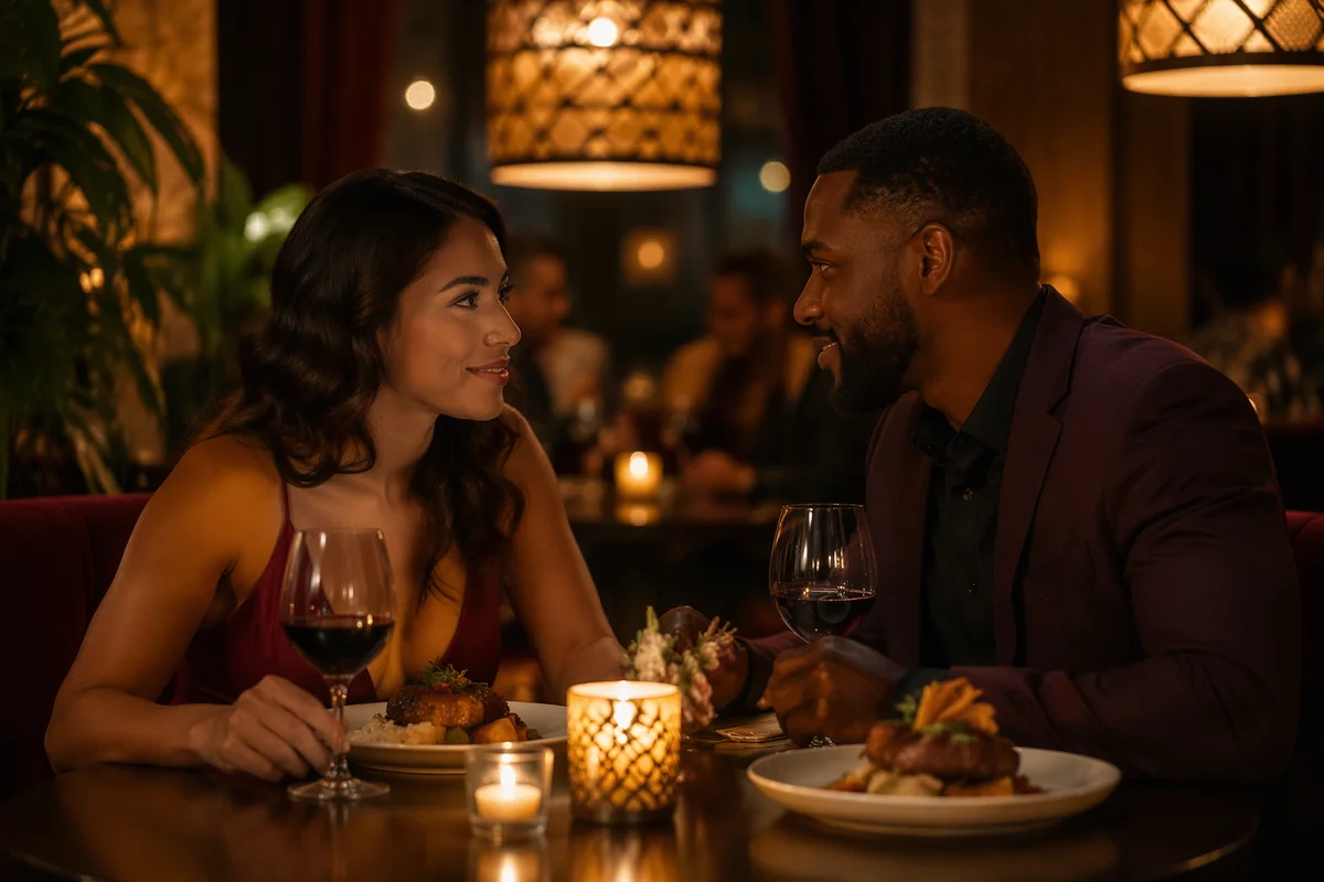 Romantic Anniversary Dinner in Upscale Restaurant