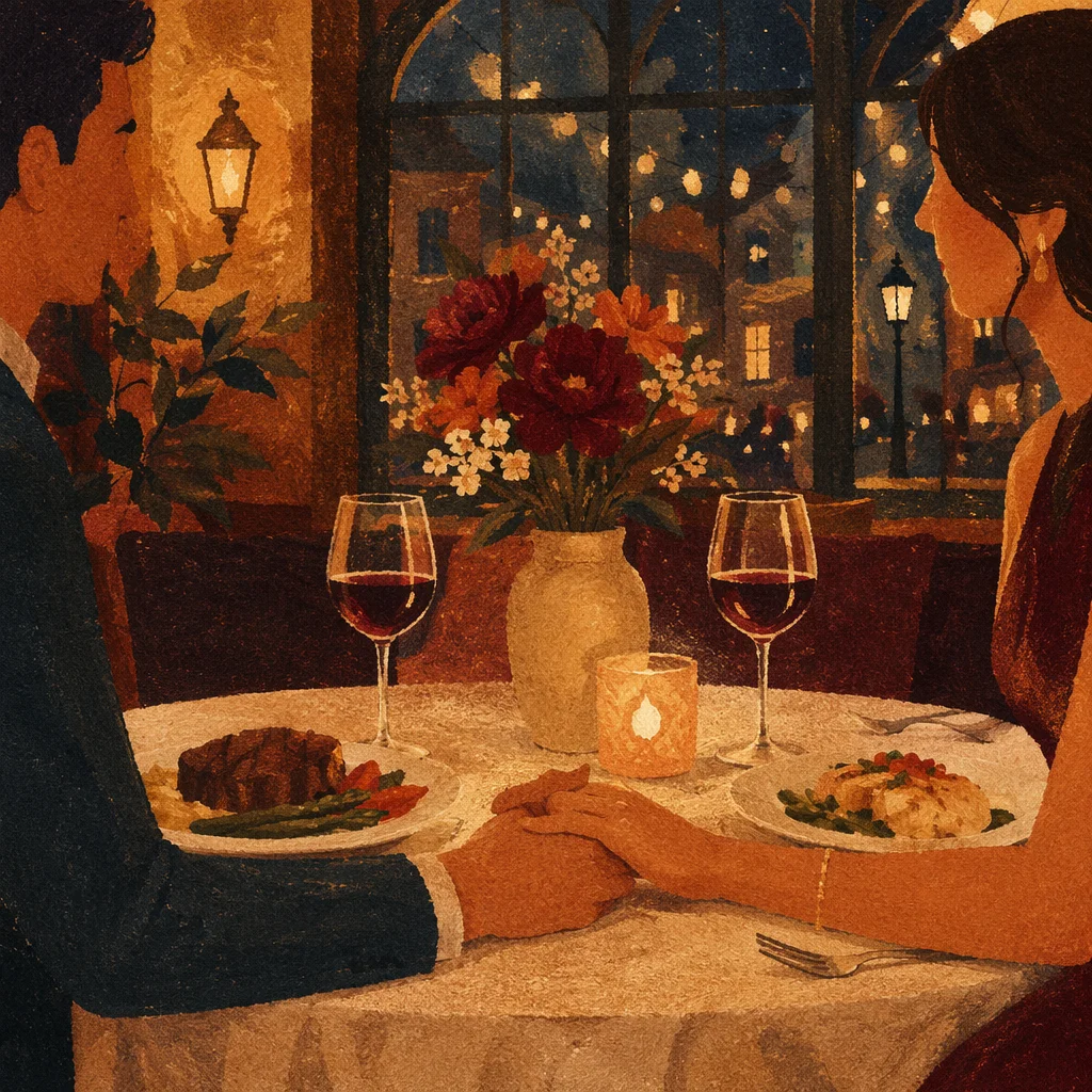 Romantic Anniversary Dinner in Cozy Restaurant