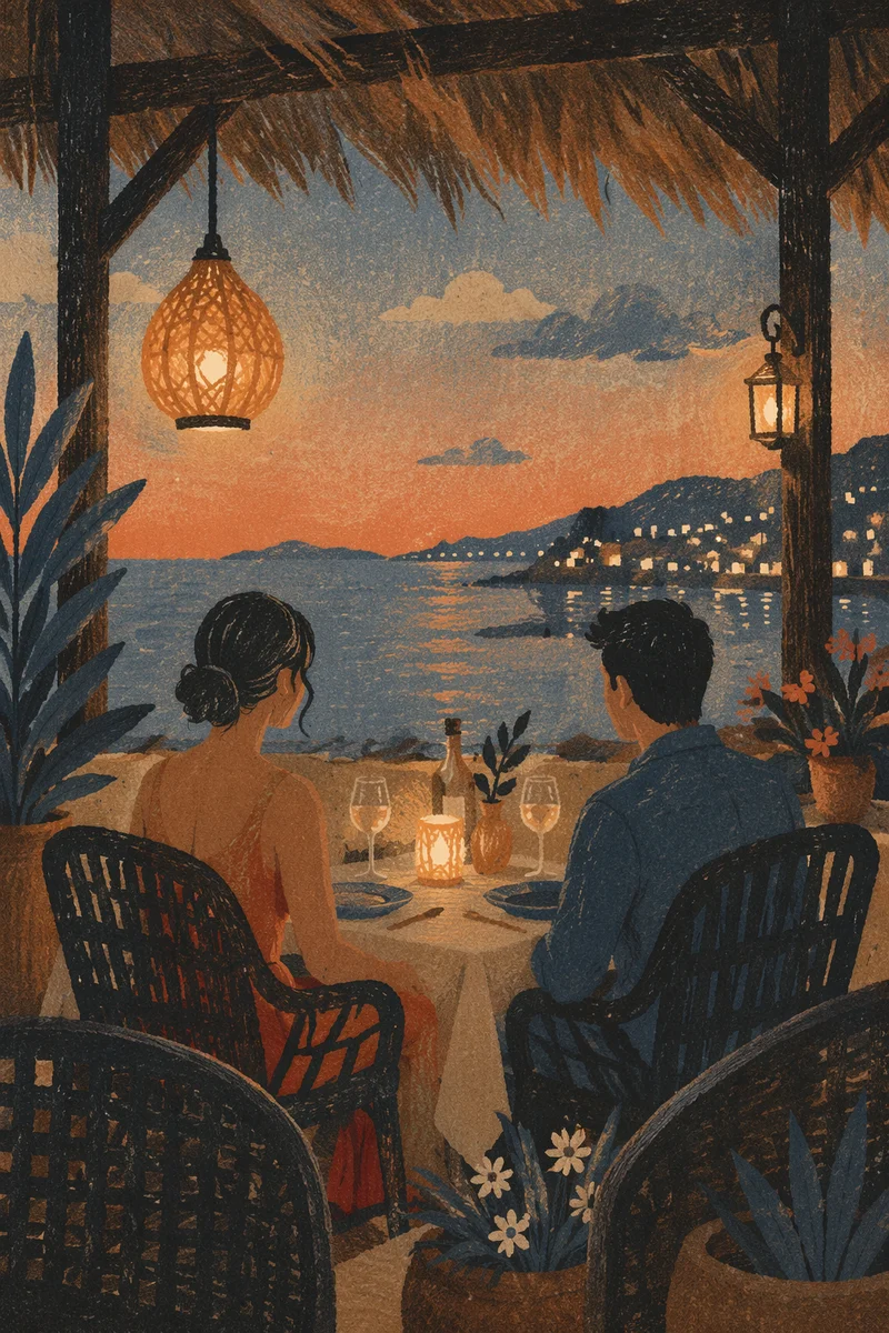 Romantic Seaside Anniversary Dinner at Dusk