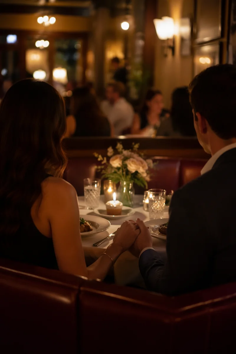 Romantic Anniversary Dinner in Candlelit Restaurant