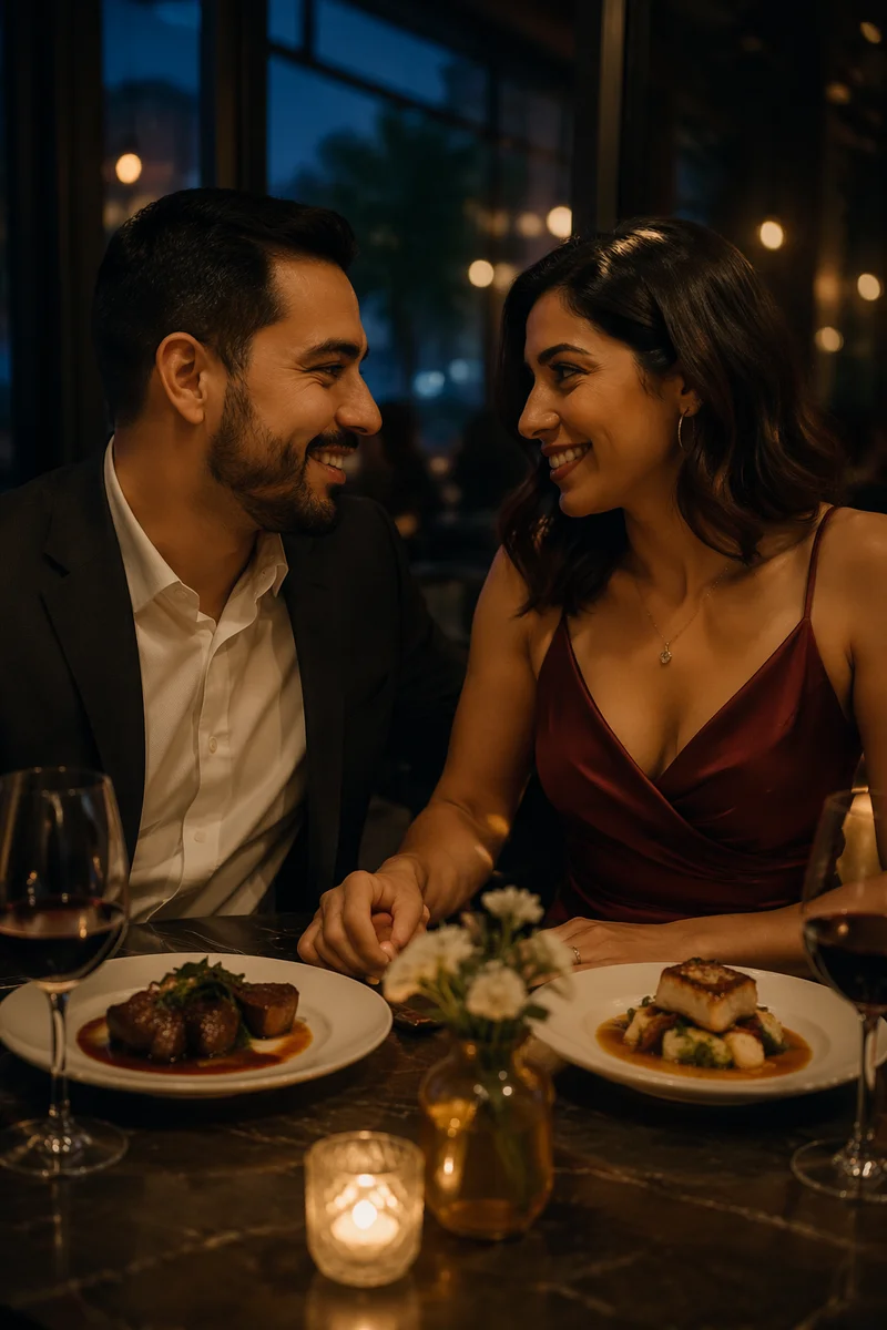 Romantic Anniversary Dinner in Elegant Restaurant