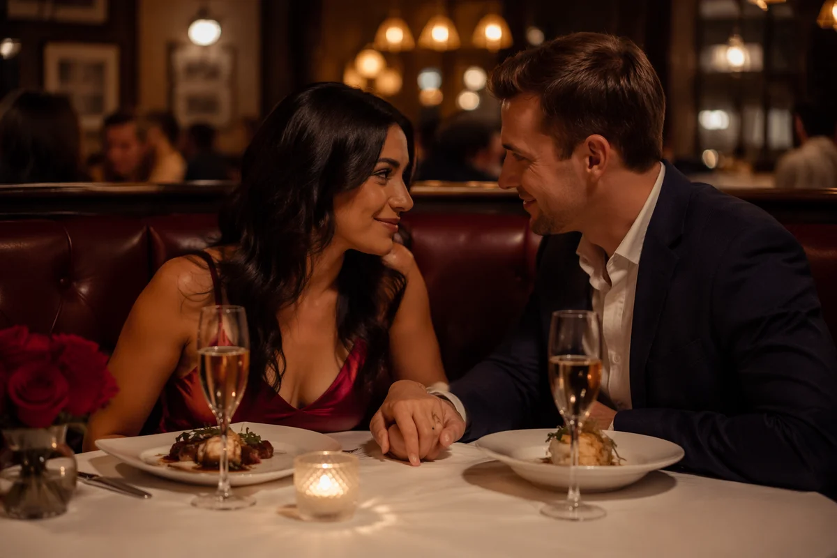 Romantic Anniversary Dinner in Elegant Restaurant