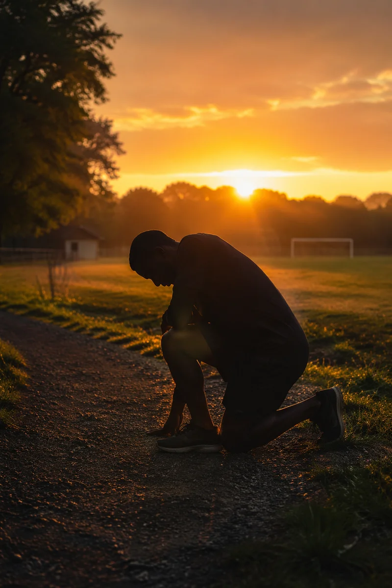 Praying Athlete at Sunrise Sports Field