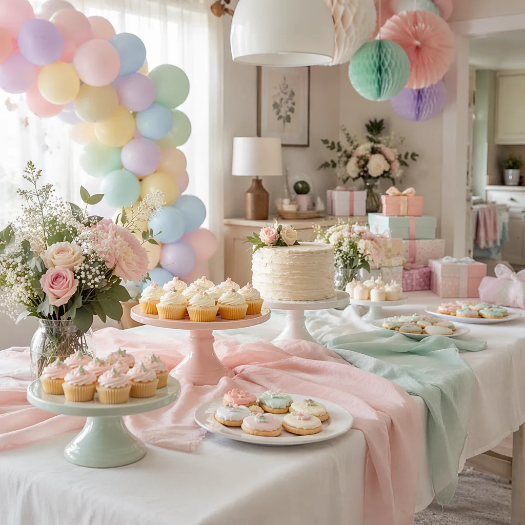 Pastel Baby Shower Dining Room Decor