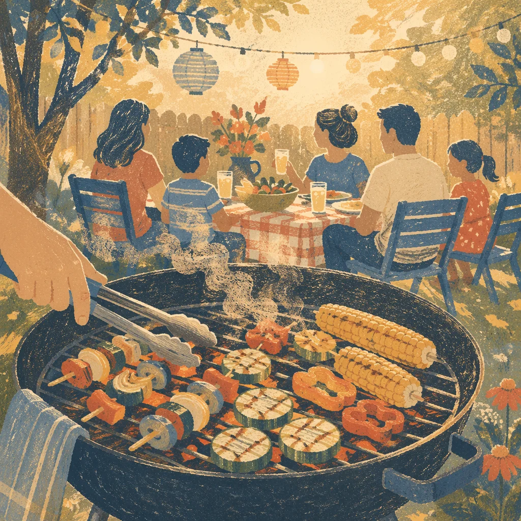 Warm Backyard Barbecue Family Summer Gathering