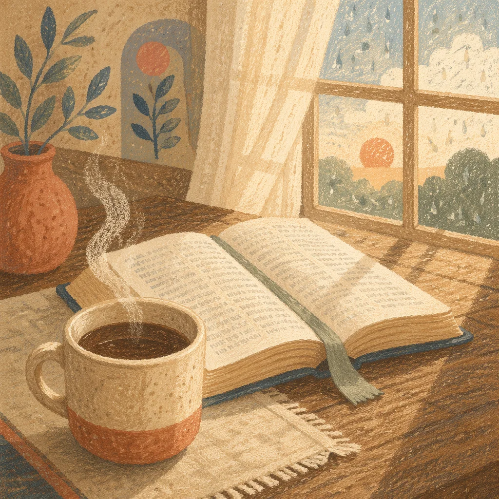 Open Bible and Coffee by Window
