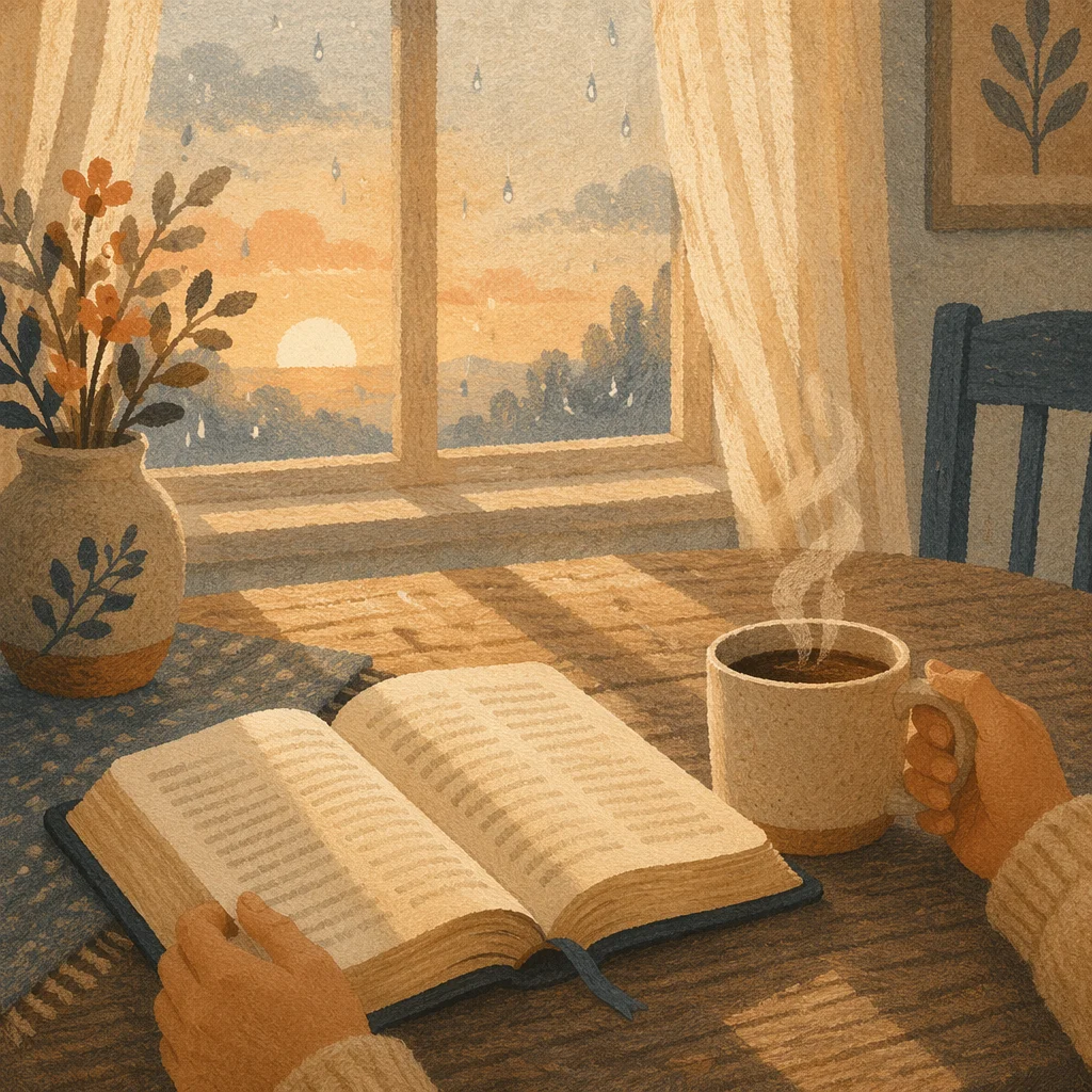 Open Bible and Coffee by Window