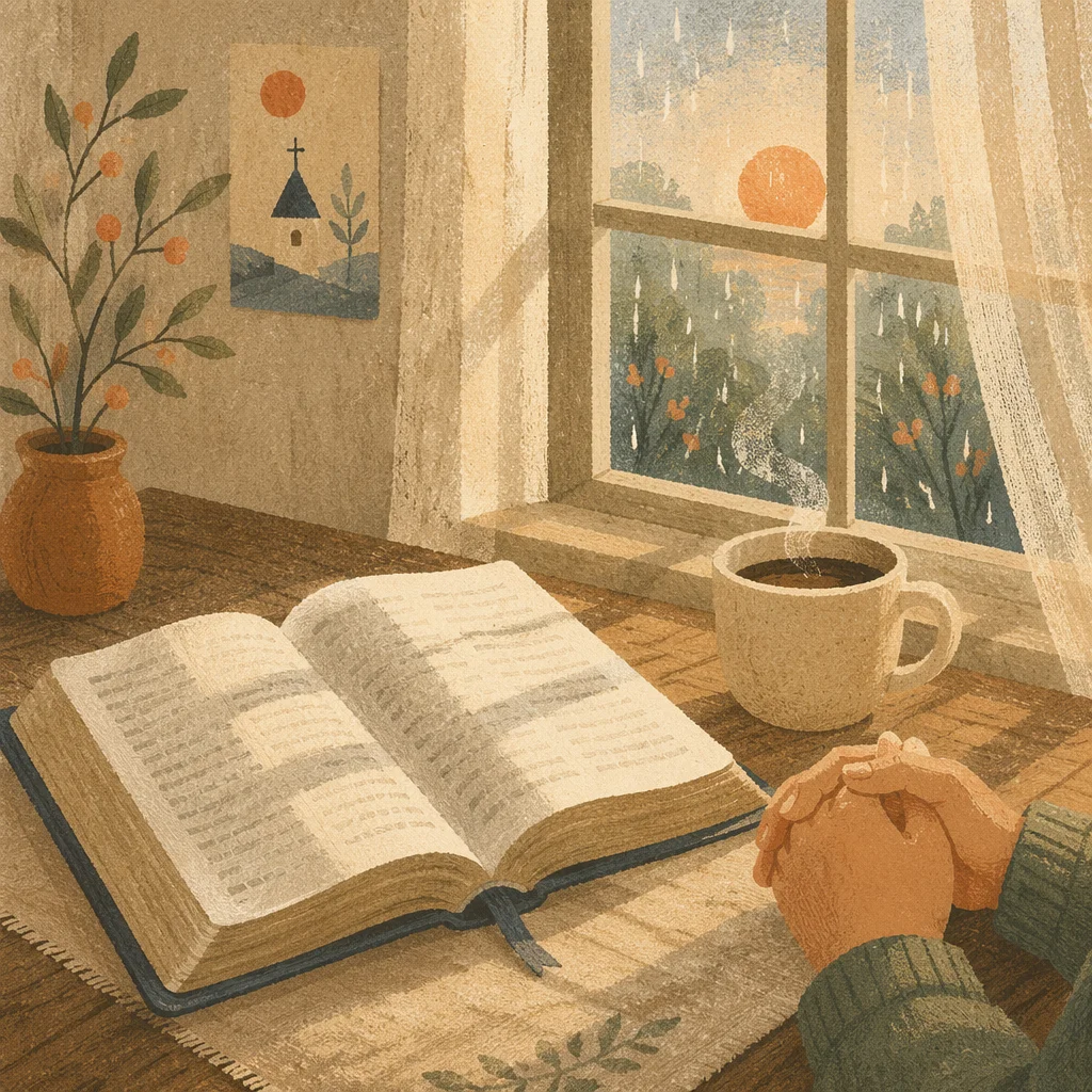 Open Bible and Coffee by Window