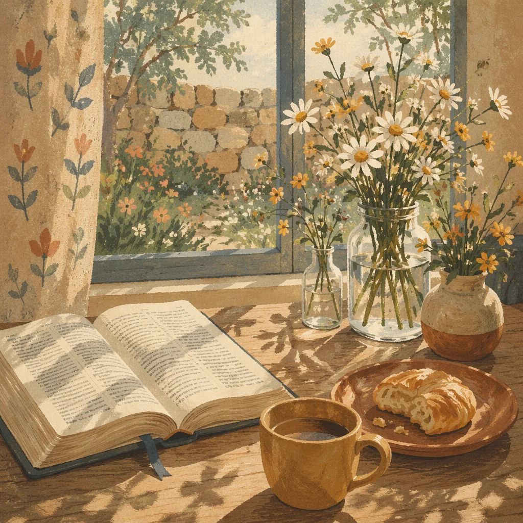 Morning Bible and Coffee by Window
